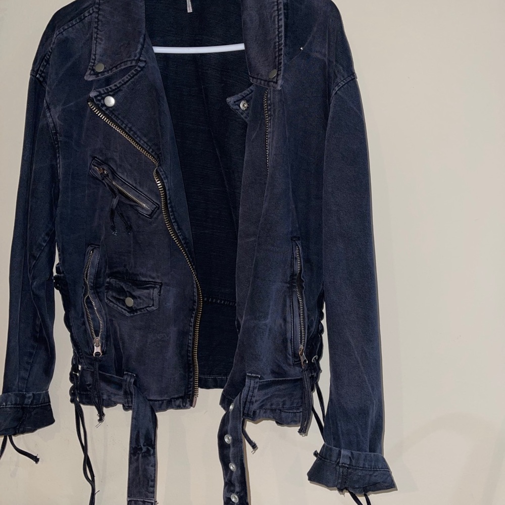 Free people black denim jacket